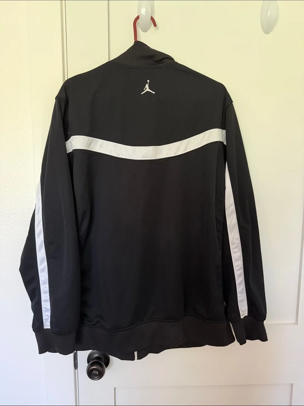 Jordan Black Track Jacket with White Trim and Orange Tiger Patch